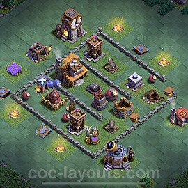 Diseño de aldea con Taller del Constructor nivel 4 Copiar - Perfecta COC Clash of Clans 2023 Base + Enlace - (#39)