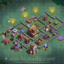 Best Builder Hall Level 4 Anti 2 Stars Base with Link - Copy Design 2024 - BH4 - #49