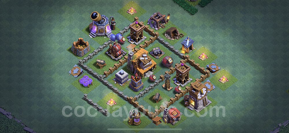Best Builder Hall Level 4 Anti 3 Stars Base with Link - Copy Design - BH4 - #14