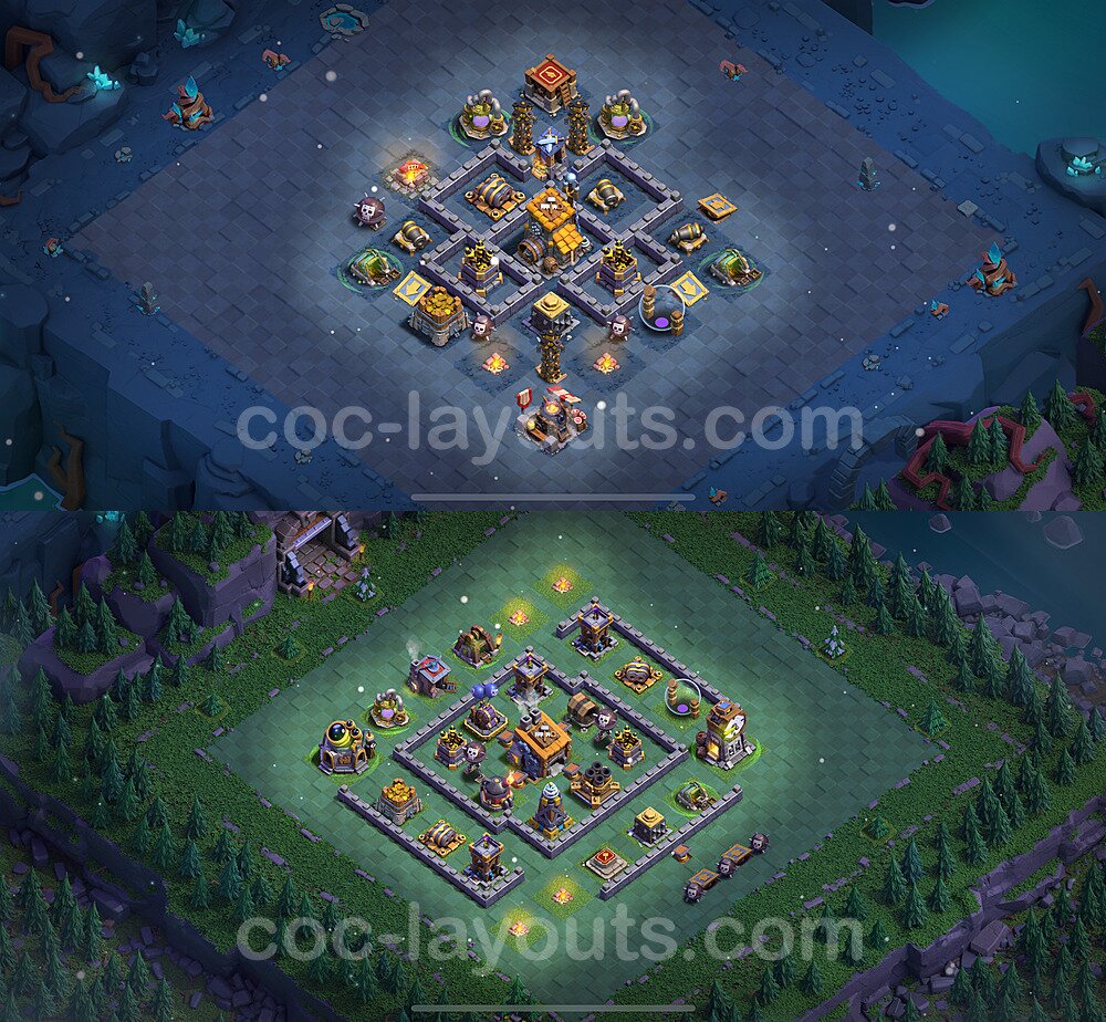 Best Builder Hall Level 8 Anti 2 Stars Base with Link - Copy Design 2024 - BH8 - #28