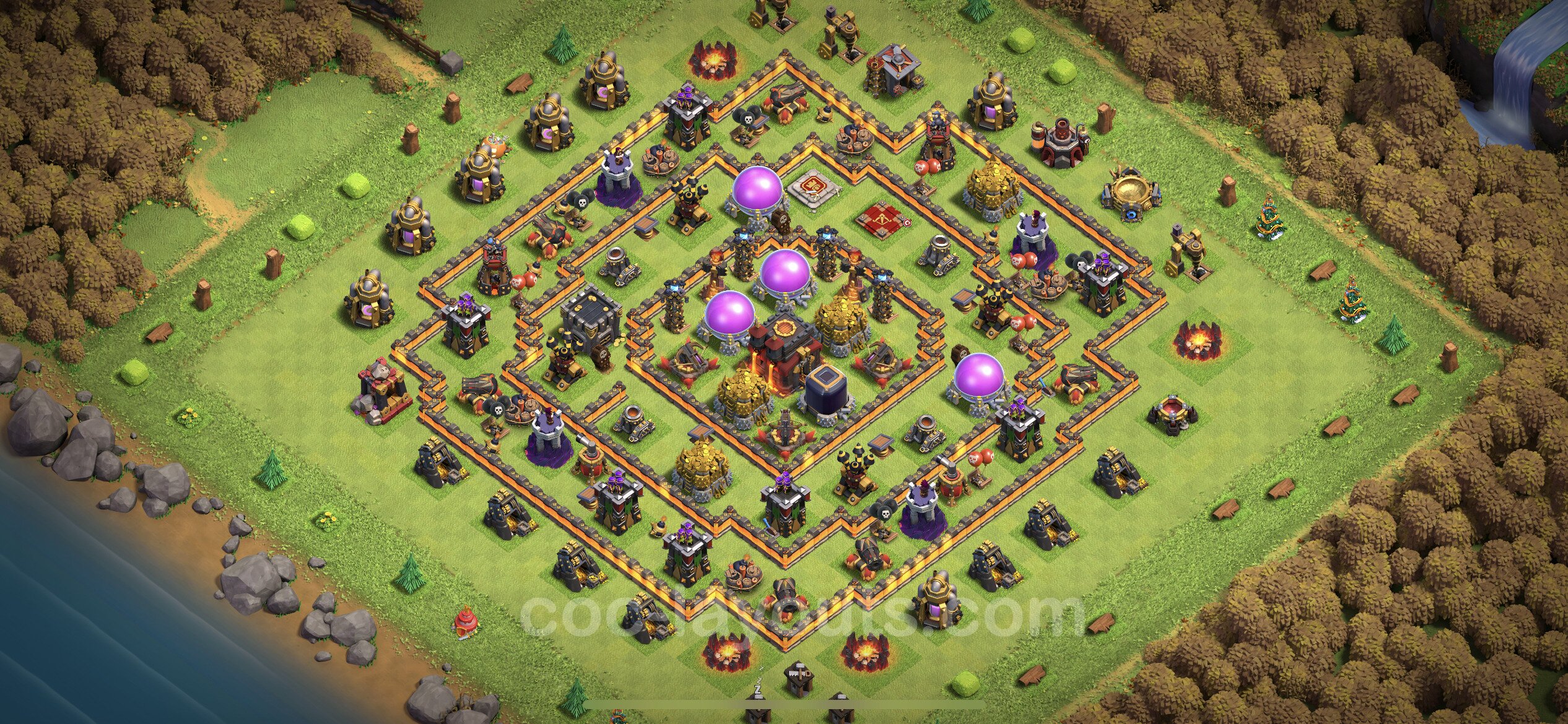 Best Anti 3 Stars Base TH10 With Link Anti Air Dragon Town Hall