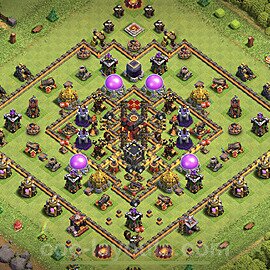 TH10 Trophy Base Plan with Link, Hybrid, Copy Town Hall 10 Base Design 2023, #238