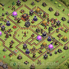 TH10 Anti 3 Stars Base Plan with Link, Anti Everything, Copy Town Hall 10 Base Design 2024, #254