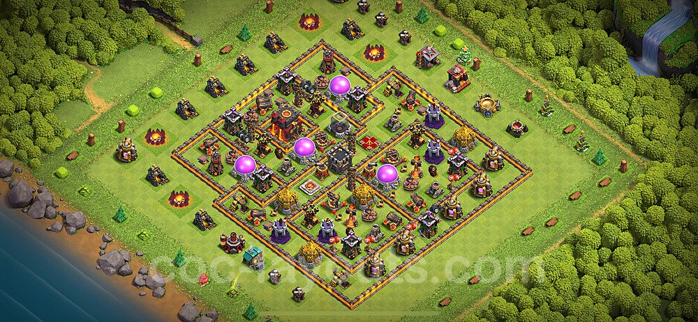 TH10 Trophy Base Plan with Link, Copy Town Hall 10 Base Design 2024, #270