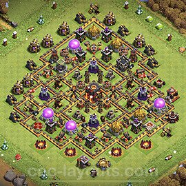 Base plan TH10 (design / layout) with Link, Anti Everything, Hybrid for Farming 2023, #195