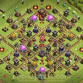 Base plan TH10 (design / layout) with Link, Anti Everything, Hybrid for Farming 2023, #215