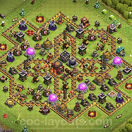 Base plan TH10 (design / layout) with Link, Anti Everything, Hybrid for Farming 2024, #217