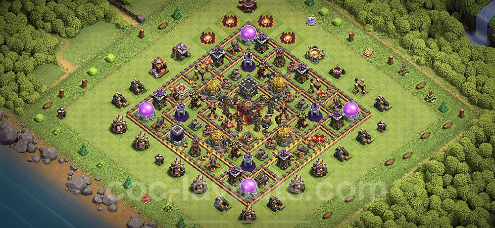 Base plan TH10 (design / layout) with Link, Anti 2 Stars, Hybrid for Farming 2023, #211