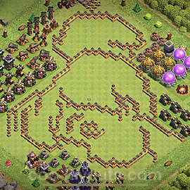 TH10 Funny Troll Base Plan with Link, Copy Town Hall 10 Art Design 2023, #16