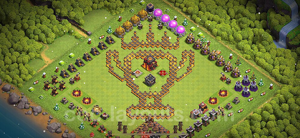TH10 Funny Troll Base Plan with Link, Copy Town Hall 10 Art Design 2024, #26
