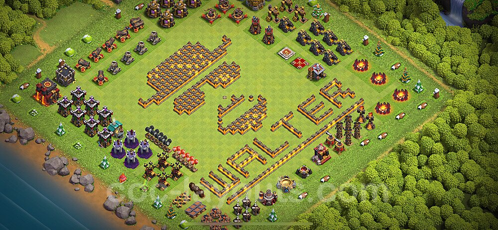TH10 Funny Troll Base Plan with Link, Copy Town Hall 10 Art Design 2024, #31