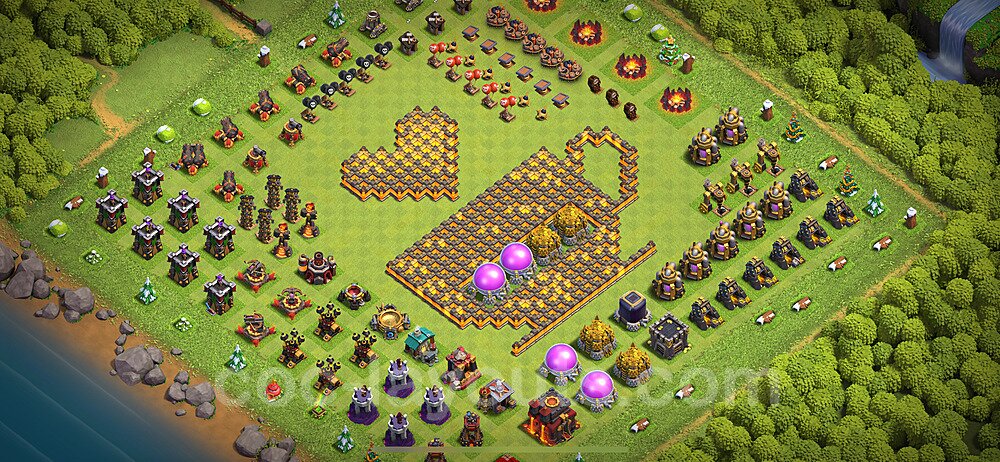 TH10 Funny Troll Base Plan with Link, Copy Town Hall 10 Art Design 2024, #32
