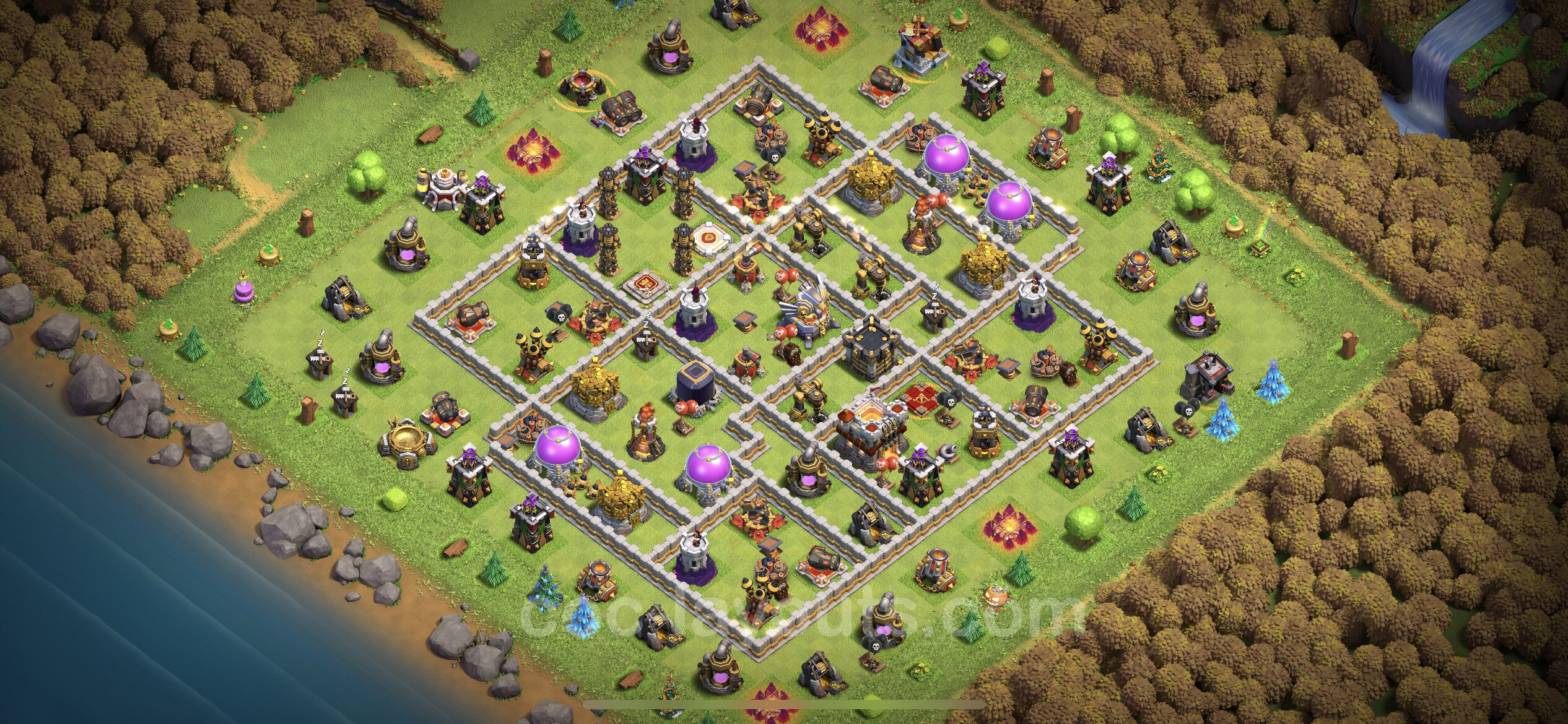Trophy Defense Base Th With Link Hybrid Clash Of Clans Town Hall Level Base Copy