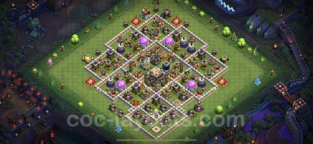 Melhor Layout de Defesa CV11 link Híbrido COC Clash of Clans