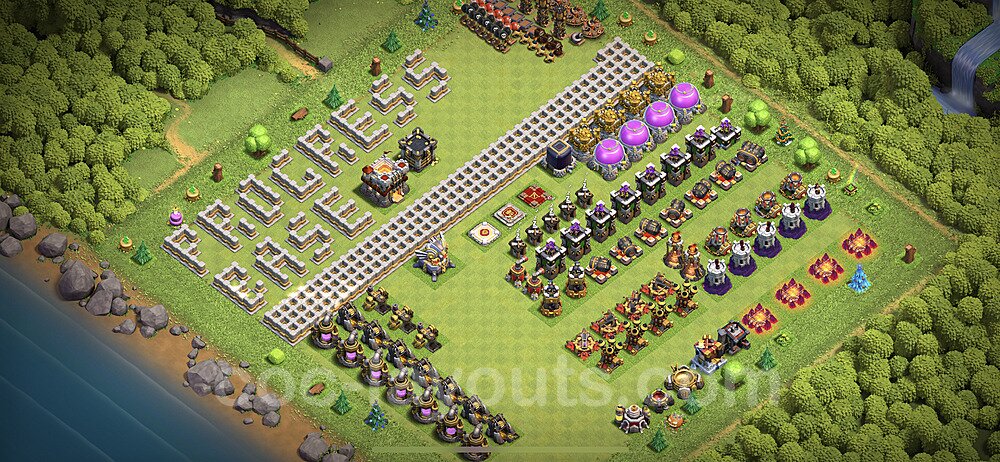 TH11 Funny Troll Base Plan with Link, Copy Town Hall 11 Art Design 2023, #25