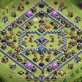 Base plan TH12 (design / layout) with Link, Legend League, Hybrid for Farming, #44