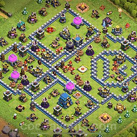 Base plan TH12 (design / layout) with Link, Anti 3 Stars for Farming 2023, #74
