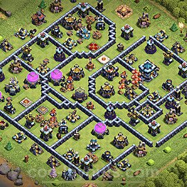 Base plan TH13 (design / layout) with Link, Anti 3 Stars, Anti Everything for Farming 2024, #66