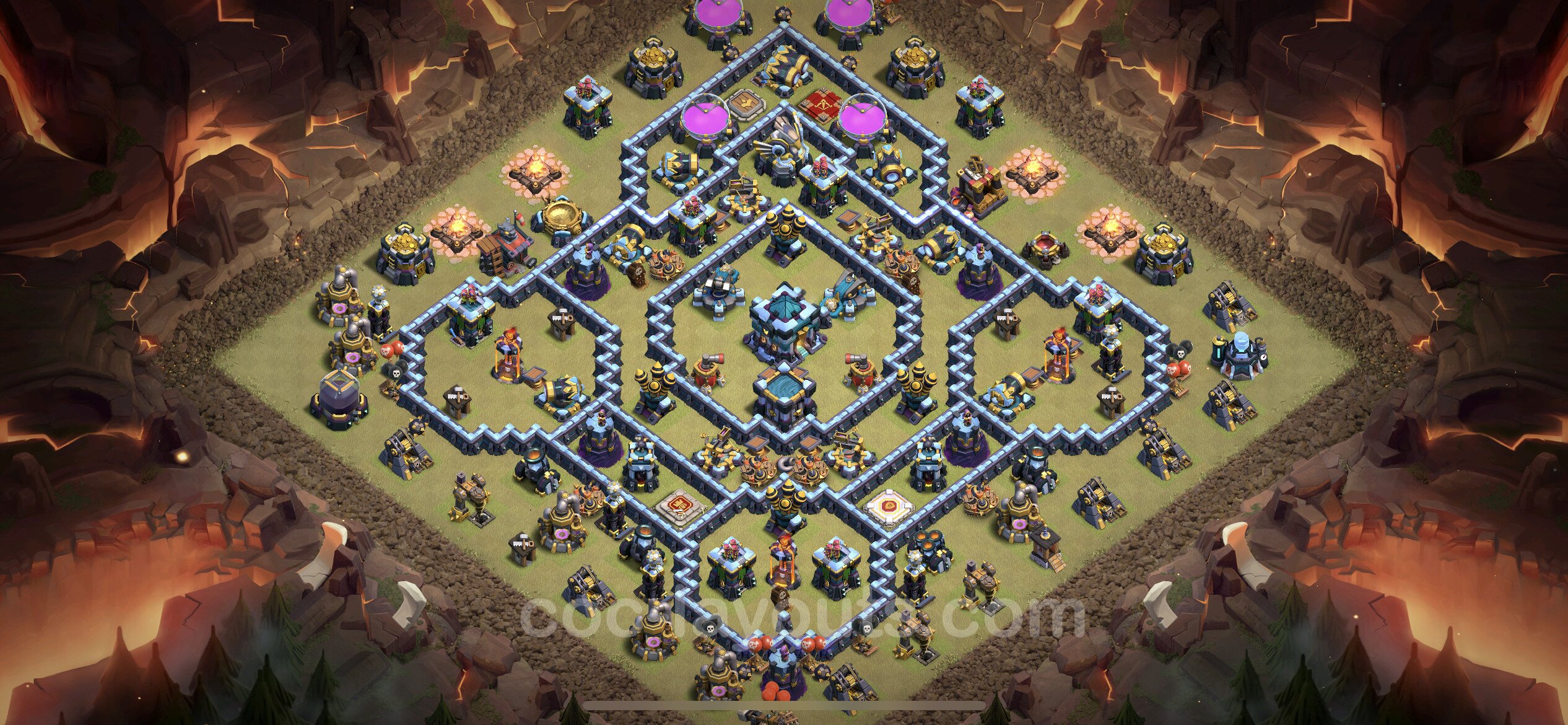 Best Anti 2 Stars War Base TH13 With Link Anti Air Electro Dragon
