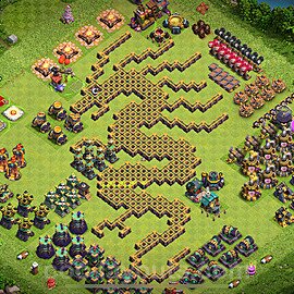 TH14 Funny Troll Base Plan with Link, Copy Town Hall 14 Art Design 2024, #39