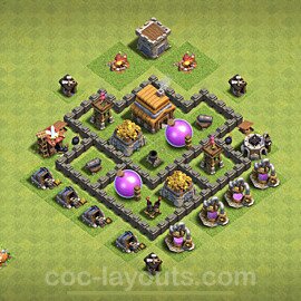 TH4 Trophy Base Plan with Link, Hybrid, Copy Town Hall 4 Base Design, #112