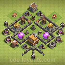 Base plan TH4 Max Levels with Link, Anti Everything for Farming, #51
