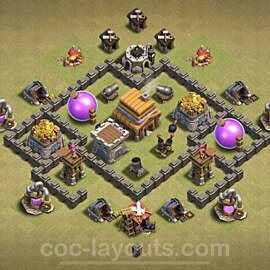 Die Anti 2 Sterne Clan War Base RH4 + Link, Hybrid - COC Rathaus Level 4 Kriegsbase (CK / CW) - #14