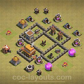 Die Clan War Base RH4 + Link, Anti Air 2024 - COC Rathaus Level 4 Kriegsbase (CK / CW) - #28