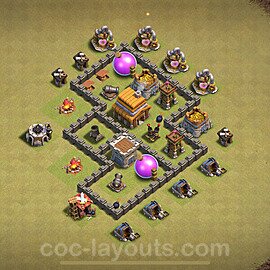 TH4 Max Levels CWL War Base Plan with Link, Copy Town Hall 4 Design 2024, #35