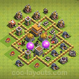 Base plan TH5 Max Levels with Link, Hybrid for Farming 2024, #121