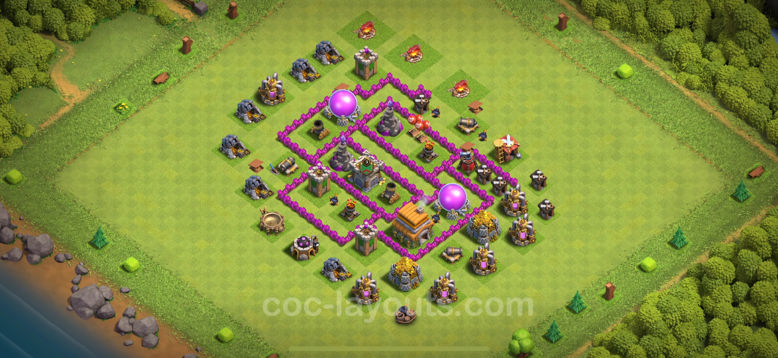 Melhor Layout De Defesa CV6 Link COC Clash Of Clans 2023 Centro