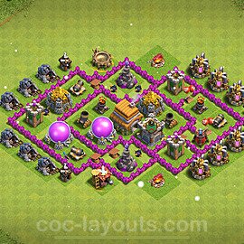 Base plan TH6 (design / layout) with Link, Anti 3 Stars, Anti Everything for Farming 2023, #151