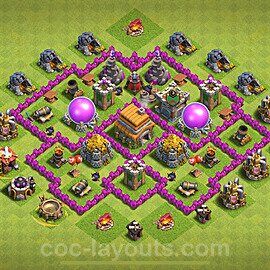 Base plan TH6 (design / layout) with Link, Anti Air, Hybrid for Farming 2024, #167
