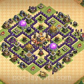 Anti Everything TH7 Base Plan with Link, Hybrid, Copy Town Hall 7 Design, #218