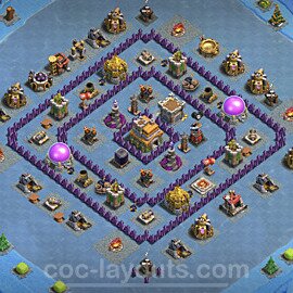 Anti Everything TH7 Base Plan with Link, Hybrid, Copy Town Hall 7 Design, #221
