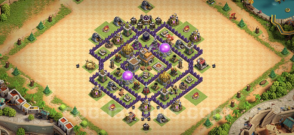 TH7 Anti 3 Stars Base Plan with Link, Anti Everything, Copy Town Hall 7 Base Design, #217
