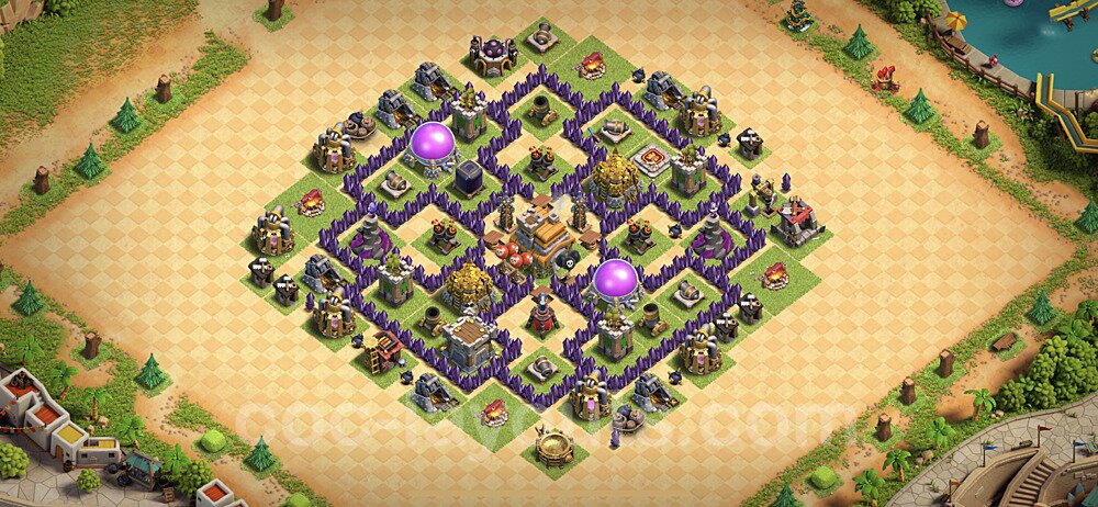 Anti Everything TH7 Base Plan with Link, Hybrid, Copy Town Hall 7 Design, #218