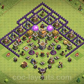 Base plan TH7 Max Levels with Link, Anti Air / Dragon, Hybrid for Farming, #112