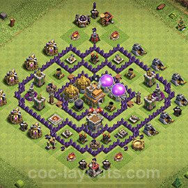 Base plan TH7 (design / layout) with Link, Anti 3 Stars, Hybrid for Farming, #118