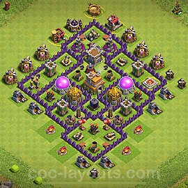 Base plan TH7 (design / layout) with Link, Anti 3 Stars, Anti Everything for Farming 2024, #268