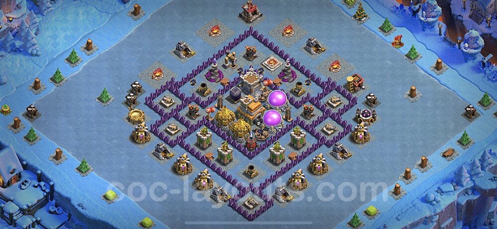 Base plan TH7 (design / layout) with Link, Anti 2 Stars, Hybrid for Farming, #250