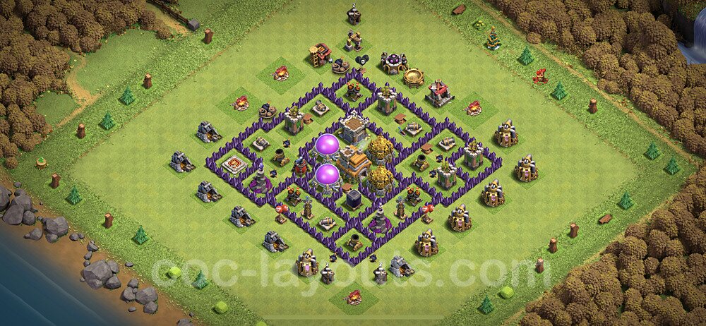 Base plan TH7 (design / layout) with Link, Anti 3 Stars, Hybrid for Farming, #257