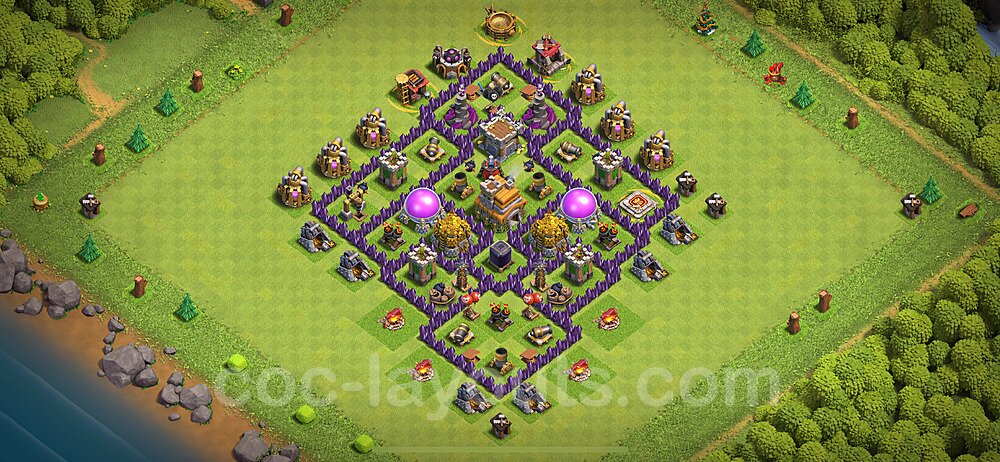 Base plan TH7 (design / layout) with Link, Anti 3 Stars, Anti Everything for Farming 2024, #268