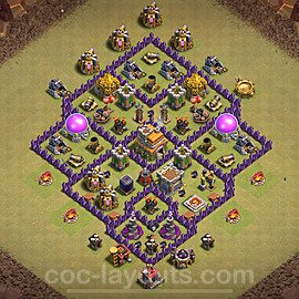 Die Clan War Base RH7 + Link, Anti Alles, Hybrid 2024 - COC Rathaus Level 7 Kriegsbase (CK / CW) - #89
