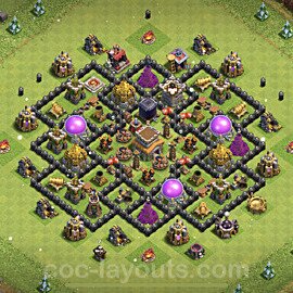 Anti Everything TH8 Base Plan with Link, Hybrid, Copy Town Hall 8 Design, #258
