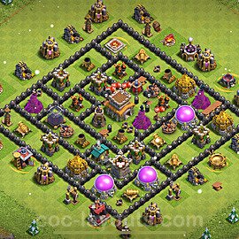 TH8 Anti 3 Stars Base Plan with Link, Anti Everything, Copy Town Hall 8 Base Design 2023, #274