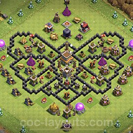 TH8 Funny Troll Base Plan with Link, Copy Town Hall 8 Art Design, #18