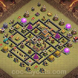 TH8 Max Levels CWL War Base Plan with Link, Anti 3 Stars, Copy Town Hall 8 Design 2024, #70