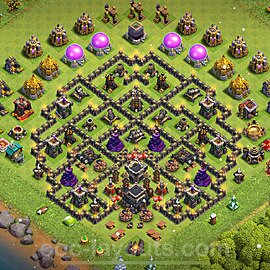 TH9 Anti 3 Stars Base Plan with Link, Copy Town Hall 9 Base Design 2024, #245