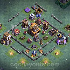 Best Builder Hall Level 4 Anti 3 Stars Base with Link - Copy Design 2021 - BH4 - #22